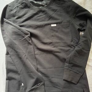 Figs Black Long Sleeve Scrub Top